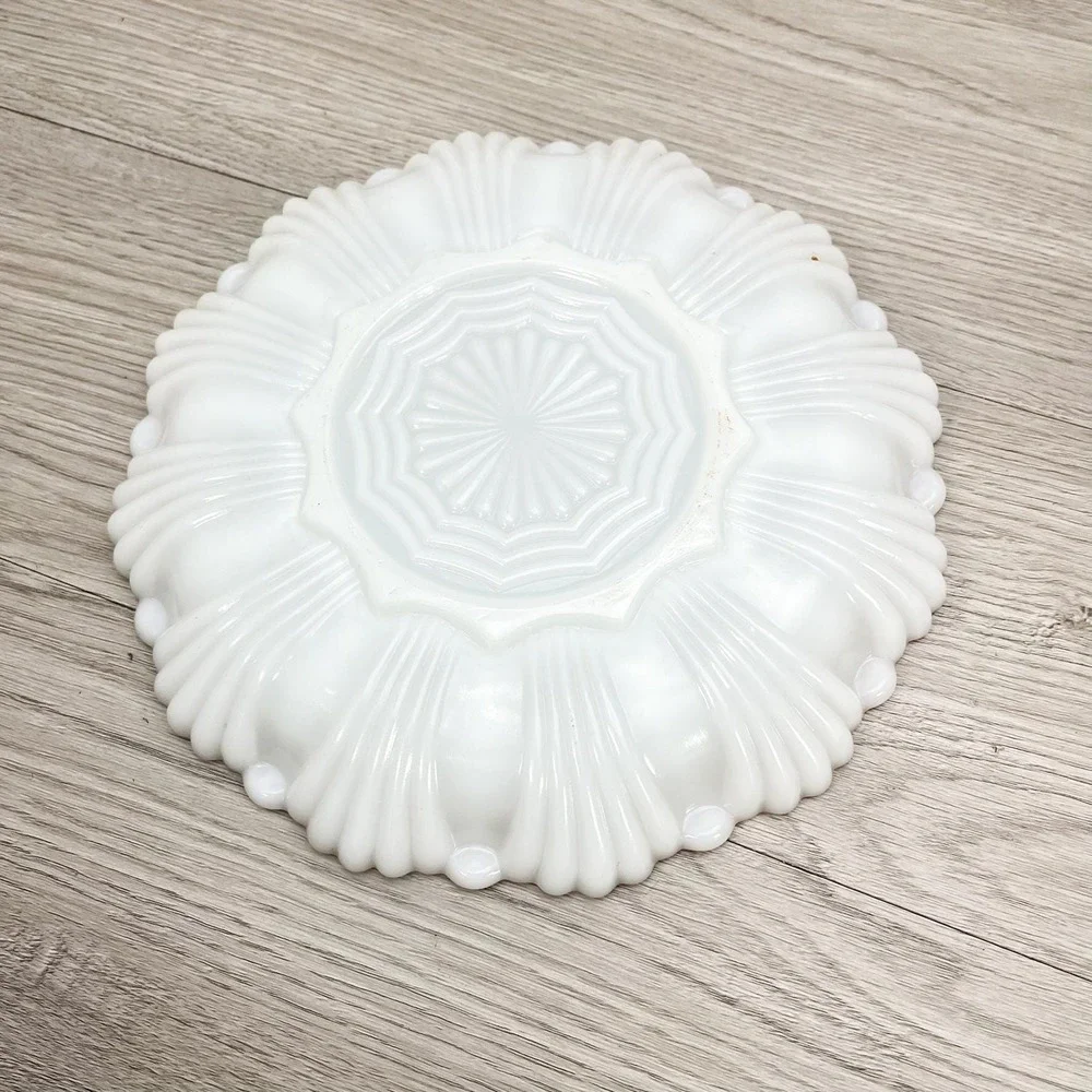 Anchor Hocking Milk Glass Gold Rim Deviled Egg Tray/Platter